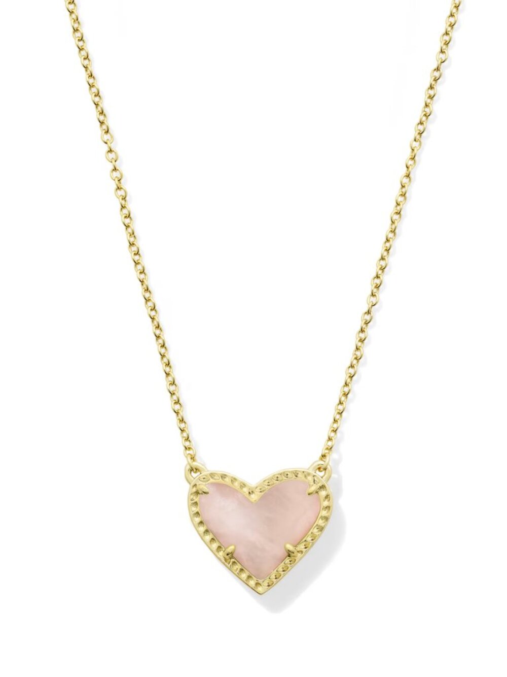 Kendra Scott Ari Heart Gold Pendant Necklace in Rose Quartz